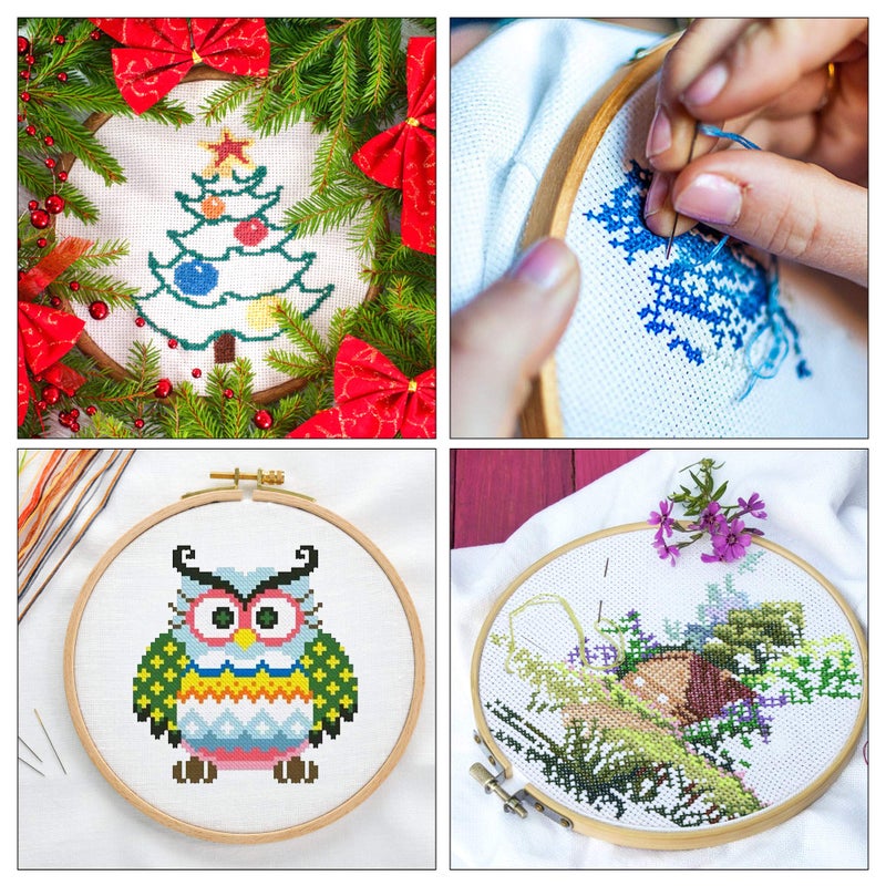 INSCRAFT 304 Pack Embroidery Kit, 200 Colors Threads, 5 Pcs Bamboo Embroidery Hoops, 2 Pcs Aida Cloth, Instructions, Bag and Cross Stitch Tools Set, Hand Embroidery Starter Kit for Beginners Adults - Image 5